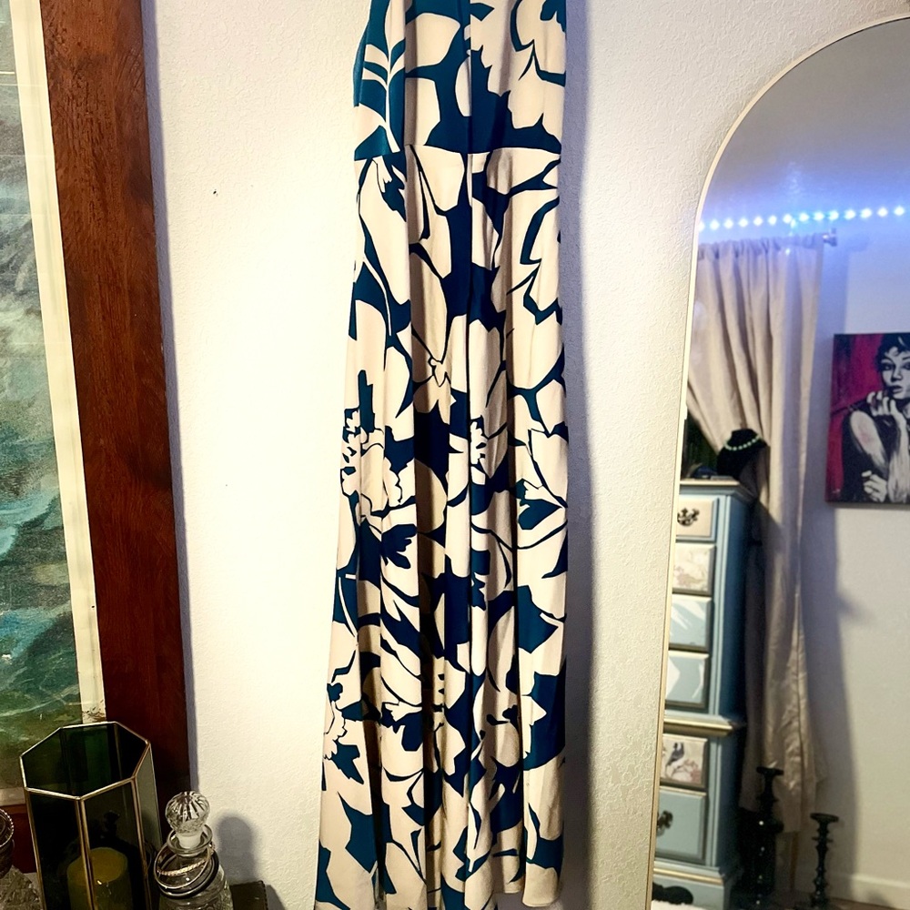 Donna Karan Blue and White Maxi Dress Resort Wear